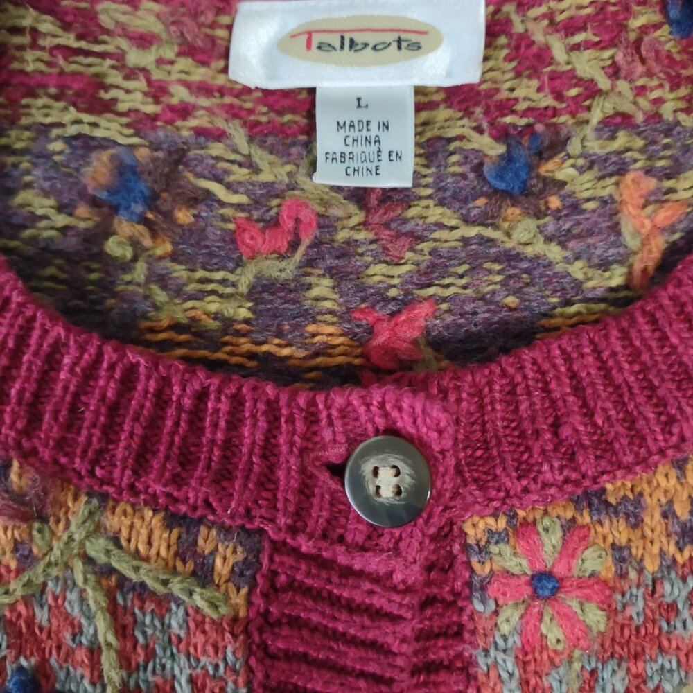 Talbots Multicolor Patterned Cardigan - Picture 7 of 9